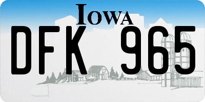IA license plate DFK965