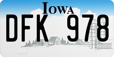 IA license plate DFK978