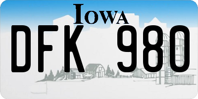 IA license plate DFK980