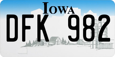 IA license plate DFK982