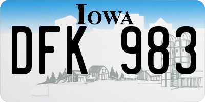 IA license plate DFK983