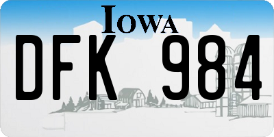 IA license plate DFK984