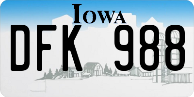 IA license plate DFK988