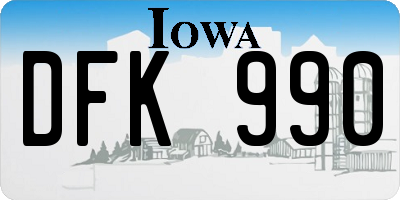 IA license plate DFK990