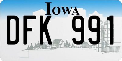 IA license plate DFK991