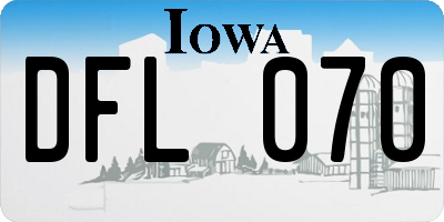 IA license plate DFL070