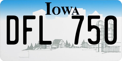 IA license plate DFL750