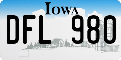 IA license plate DFL980