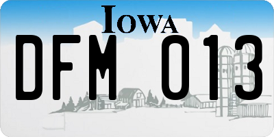 IA license plate DFM013