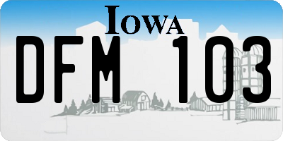 IA license plate DFM103