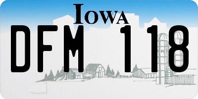 IA license plate DFM118
