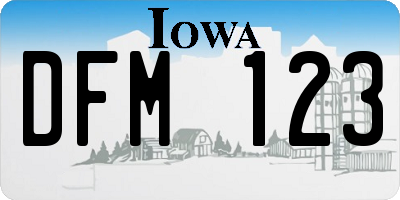 IA license plate DFM123