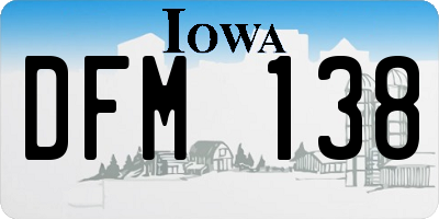 IA license plate DFM138