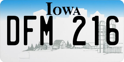 IA license plate DFM216