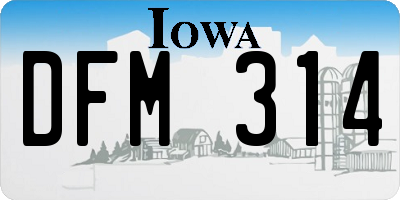 IA license plate DFM314