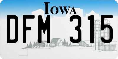 IA license plate DFM315