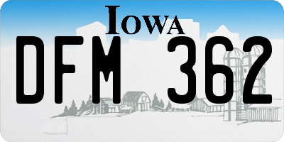 IA license plate DFM362