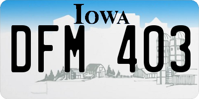 IA license plate DFM403