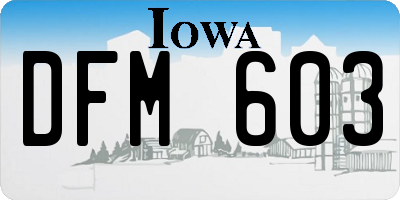 IA license plate DFM603