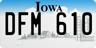 IA license plate DFM610