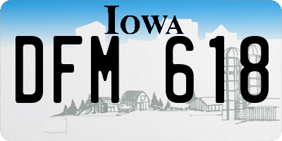 IA license plate DFM618