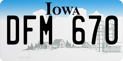IA license plate DFM670