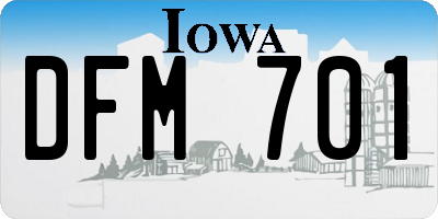 IA license plate DFM701