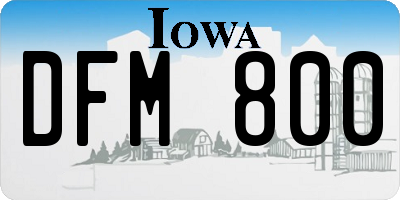 IA license plate DFM800