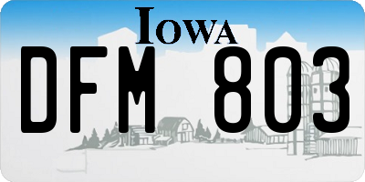 IA license plate DFM803
