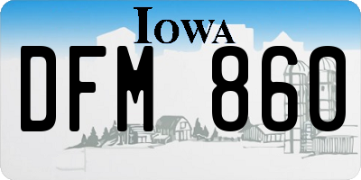 IA license plate DFM860