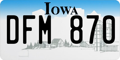 IA license plate DFM870