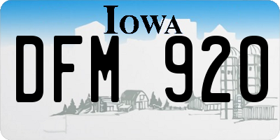 IA license plate DFM920
