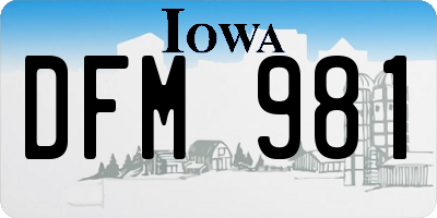 IA license plate DFM981