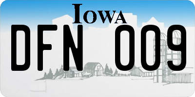 IA license plate DFN009