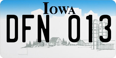 IA license plate DFN013