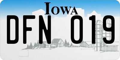IA license plate DFN019