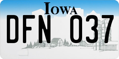 IA license plate DFN037