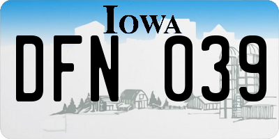 IA license plate DFN039