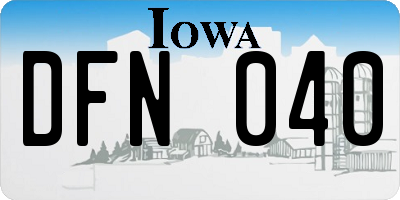 IA license plate DFN040