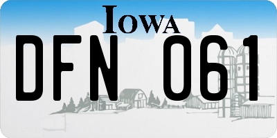 IA license plate DFN061
