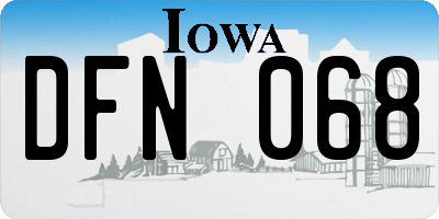 IA license plate DFN068