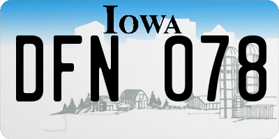 IA license plate DFN078
