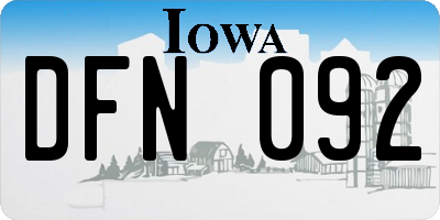 IA license plate DFN092