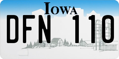 IA license plate DFN110