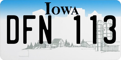 IA license plate DFN113
