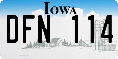 IA license plate DFN114