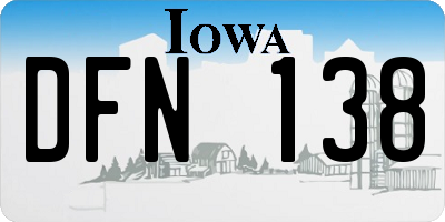 IA license plate DFN138