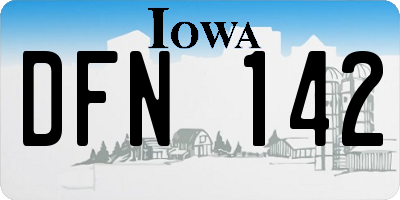 IA license plate DFN142
