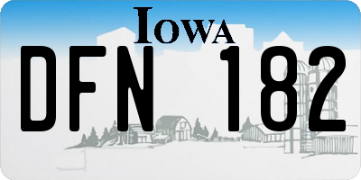 IA license plate DFN182