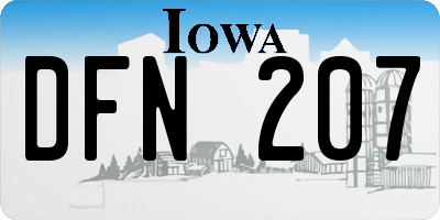 IA license plate DFN207